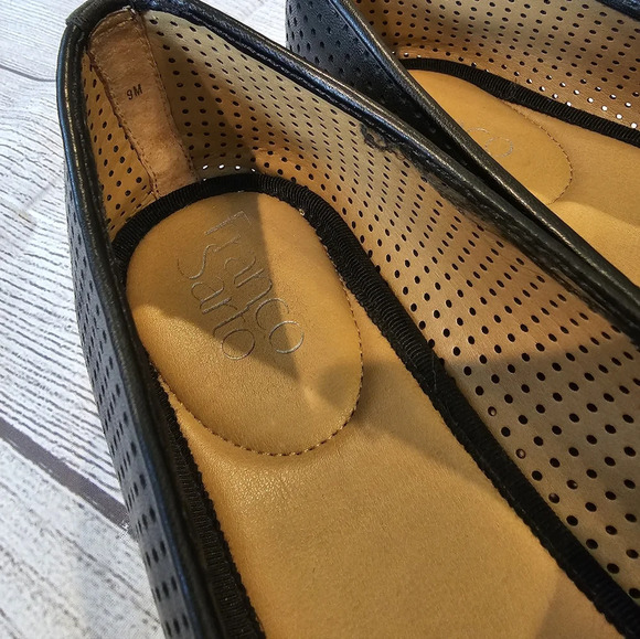 Franco Sarto Size 9 black almond toe Perforated comfortable Slip On - Picture 4 of 10